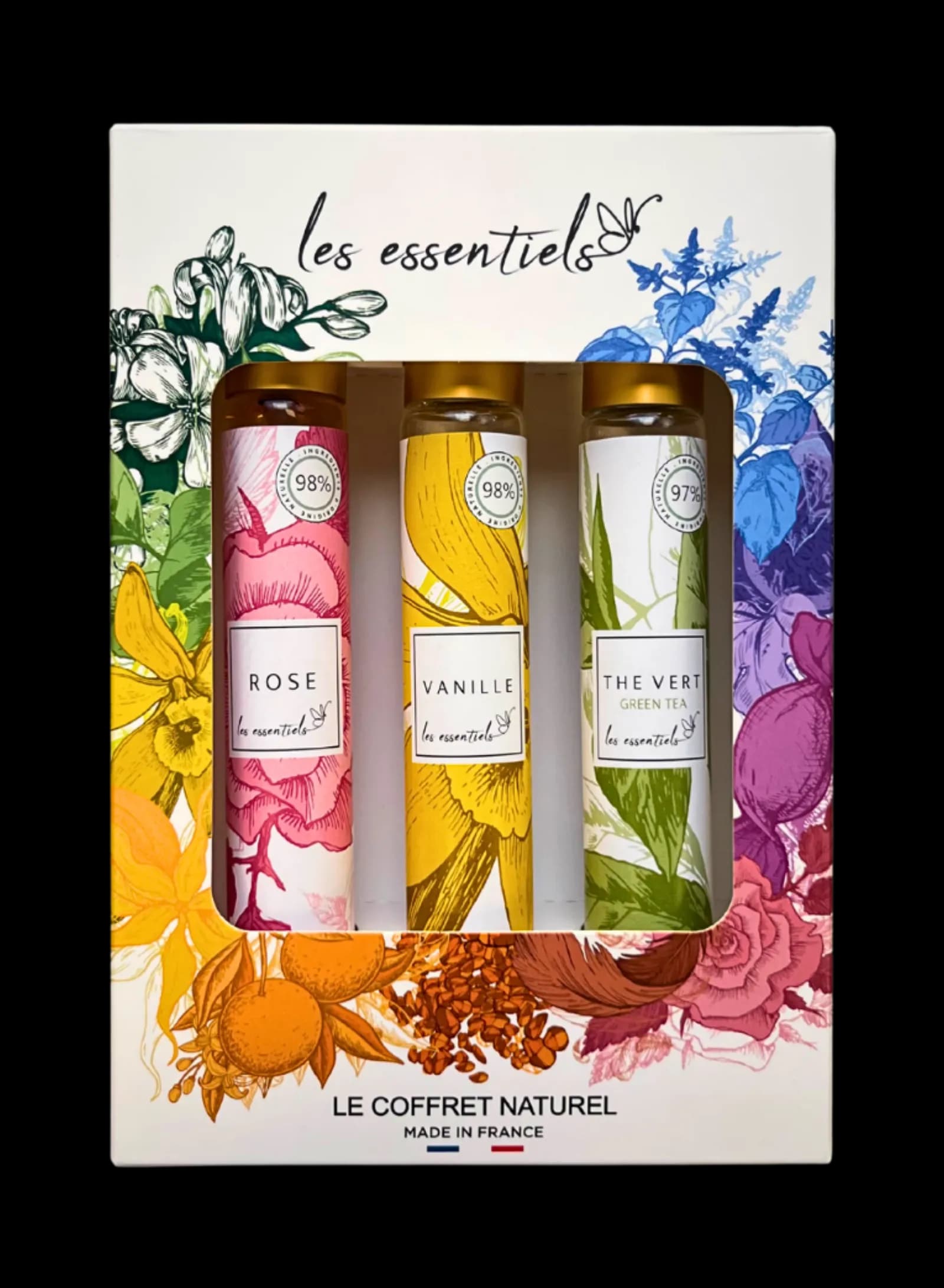 Coffret naturel 30 ml Les Essentiels – Rose/ Vanille/ Thé Vert