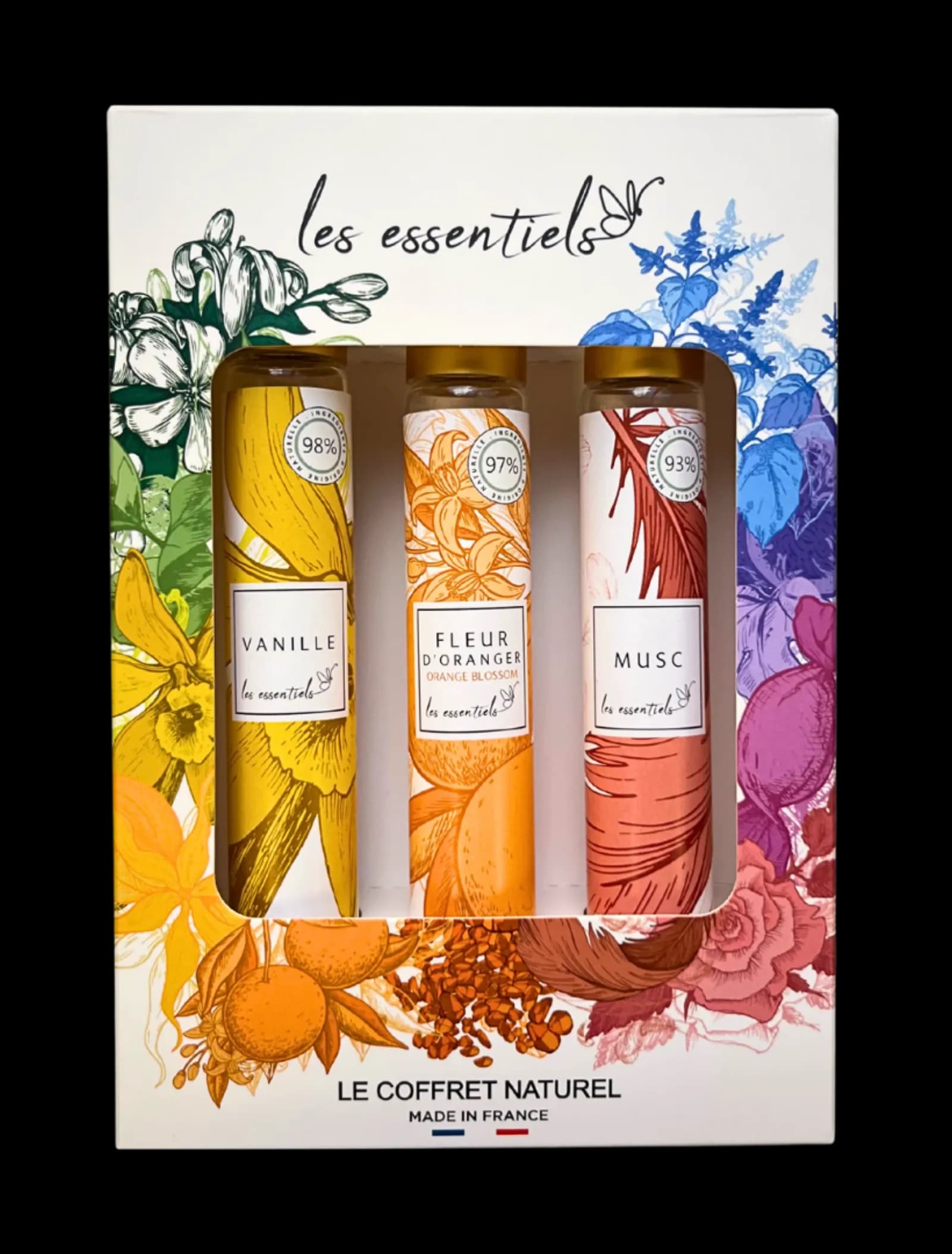 Coffret naturel 30 ml Les Essentiels – Vanille/ Fleur d’Oranger / Musc