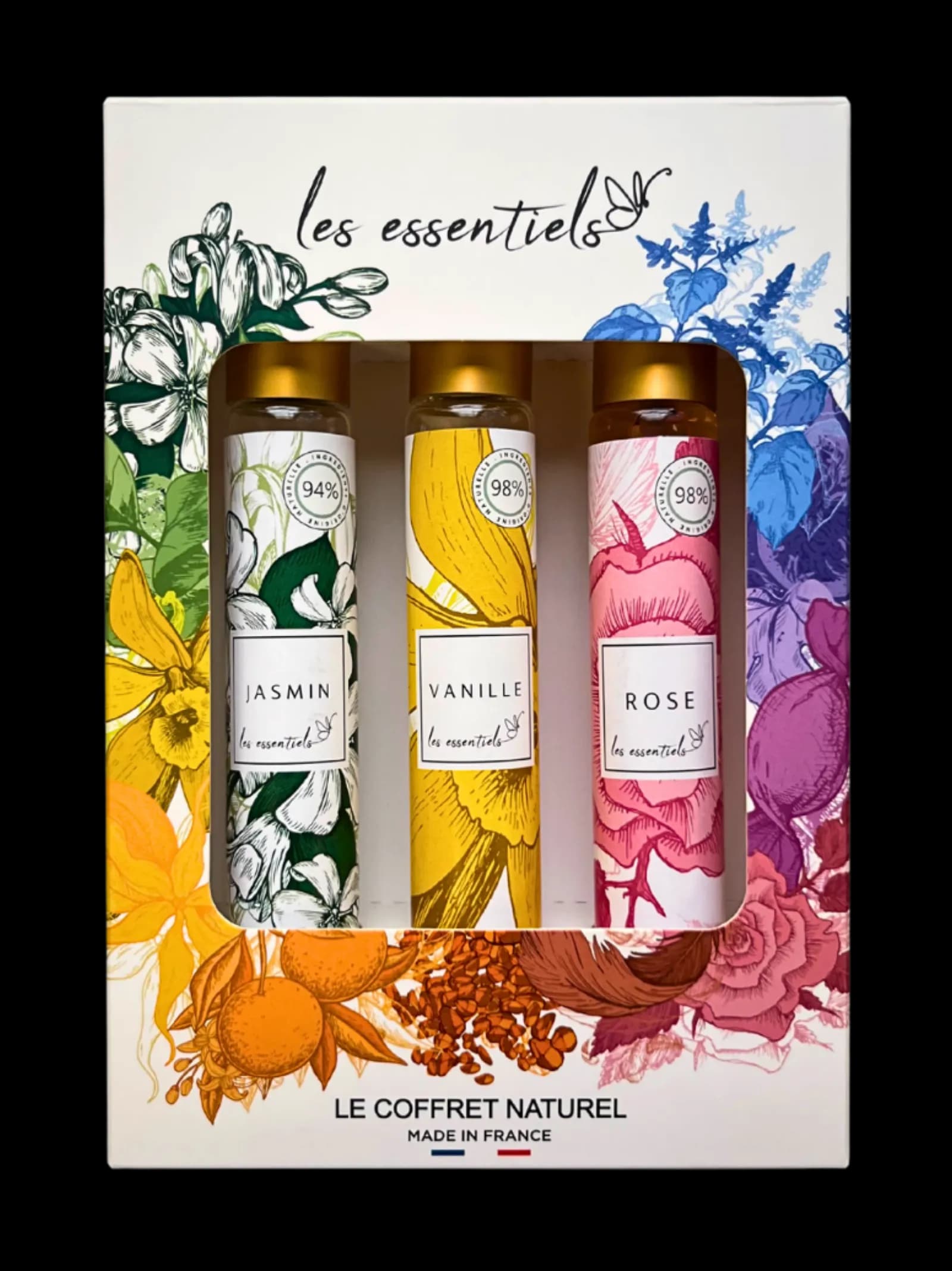 Coffret naturel 30 ml Les Essentiels – Vanille/ Rose/ Jasmin