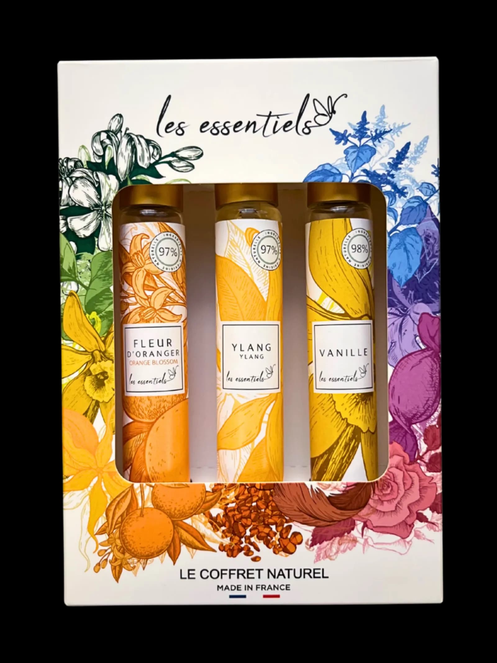 Coffret naturel 30 ml Les Essentiels – Vanille/ Ylang/ Fleur d’Oranger